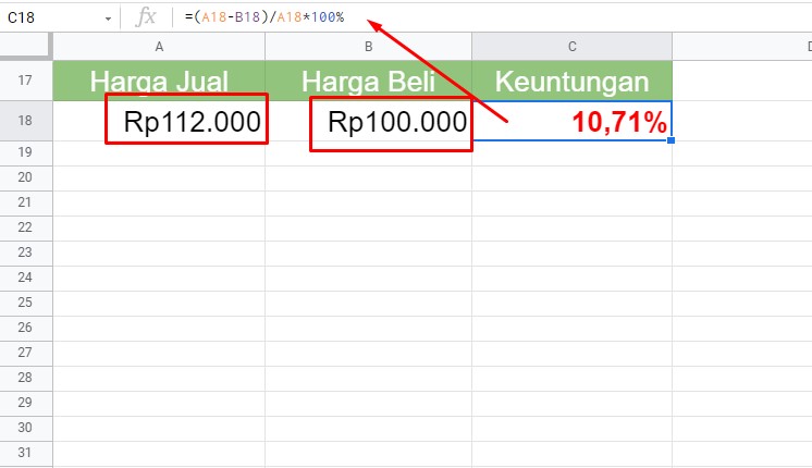 Cara Menghitung Persen Di Google Sheet