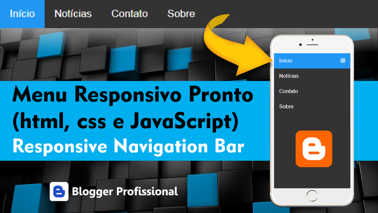 Blogger Profissional Menu Responsivo HTML pronto (html, css e