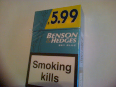 benson hedges blue sky cigarettes range title superstition left branded off but