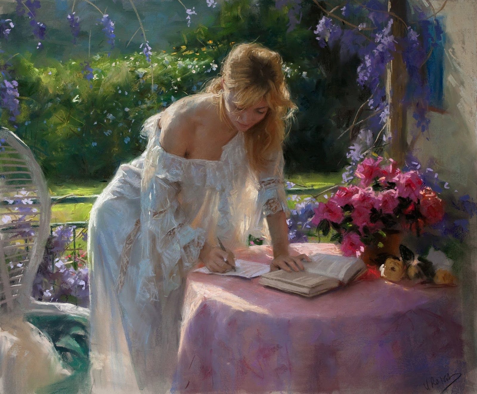Art Vicente Romero Redondo Linda Mulher Prado Flores Cartão Postal Moderno #95 Art Vicente Romero Redondo Linda Mulher Prado Flores Cartão Postal Moderno #95