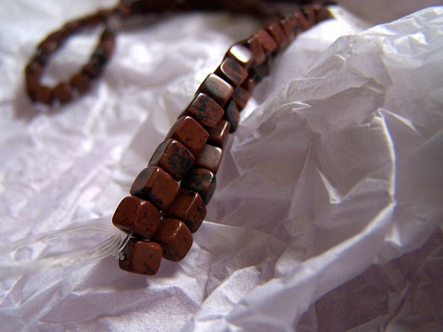 mahogany obsidian cube beads 5 mm small brown black beads