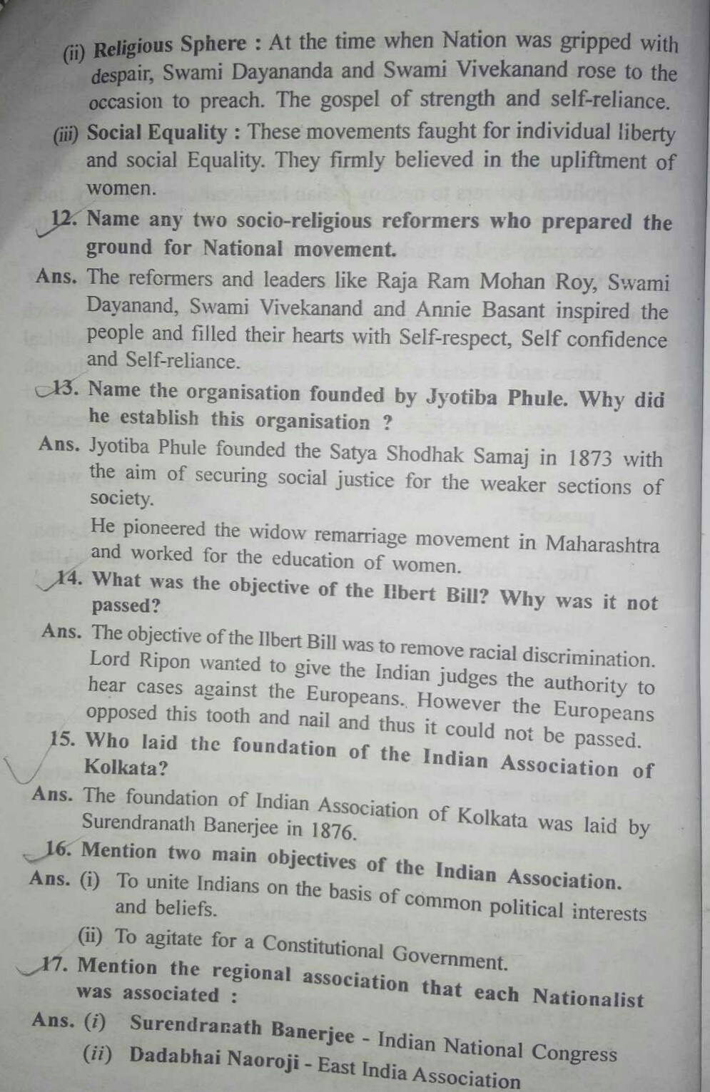 Growth of Nationalism - Short Answers - ICSE NOTES - A website for