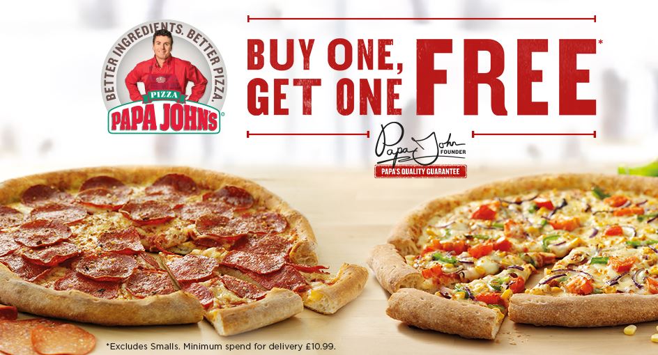 Papa John COUPON Buy 1 Get 1 free Pizza Exclusive Offer Limited Time
