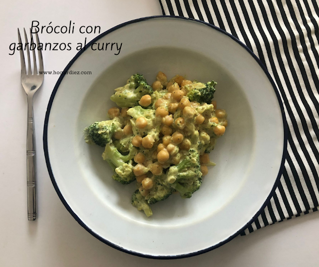 Brócoli con garbanzos al curry