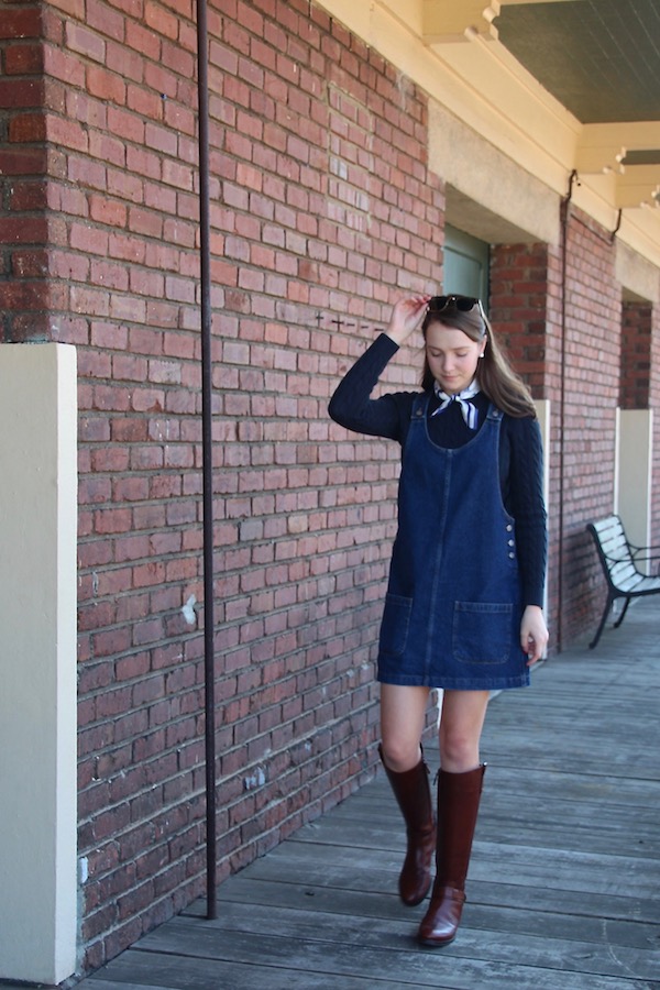 Gimme Glamour Tie Scarf + Denim Jumper