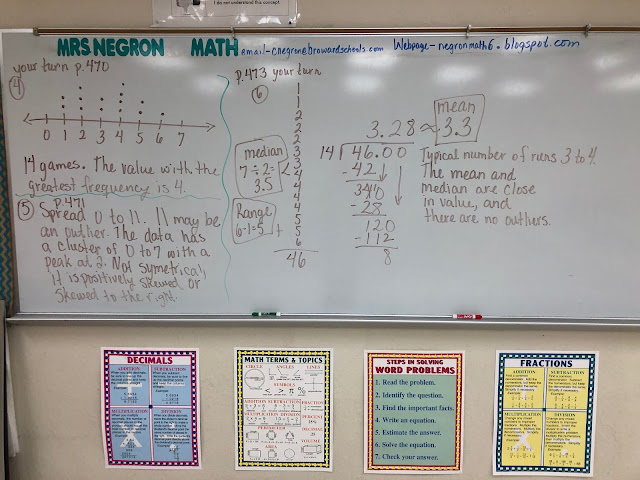 Mrs. Negron 6th Grade Math Class: Lesson 16.4 Dot Plot and Data