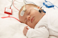 Infant in hearing test