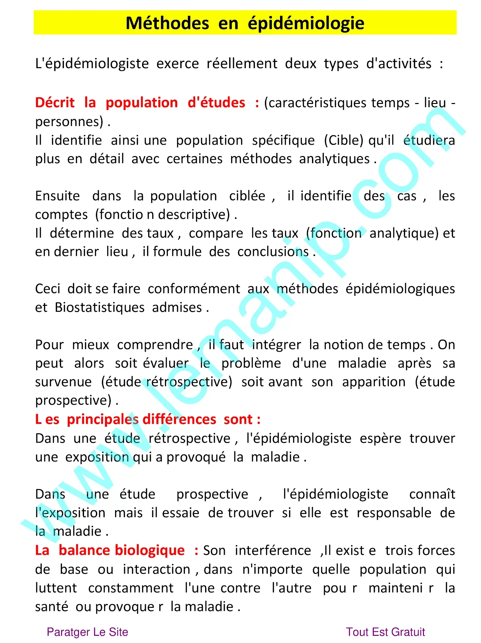 Méthodes en épidémiologie