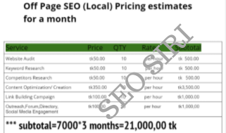 SEO Pricing Template