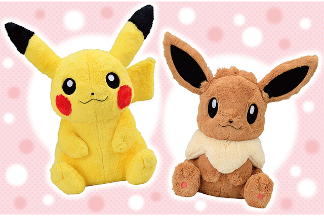 pikachu and eevee plush