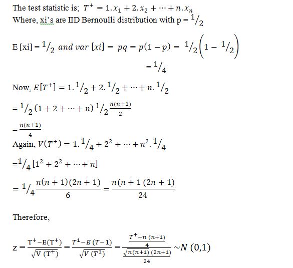 Wilcoxon test for large sample