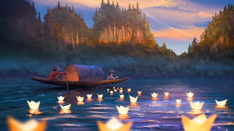 River, Scenery, Floating Candle, Art, 4K, #6.2538