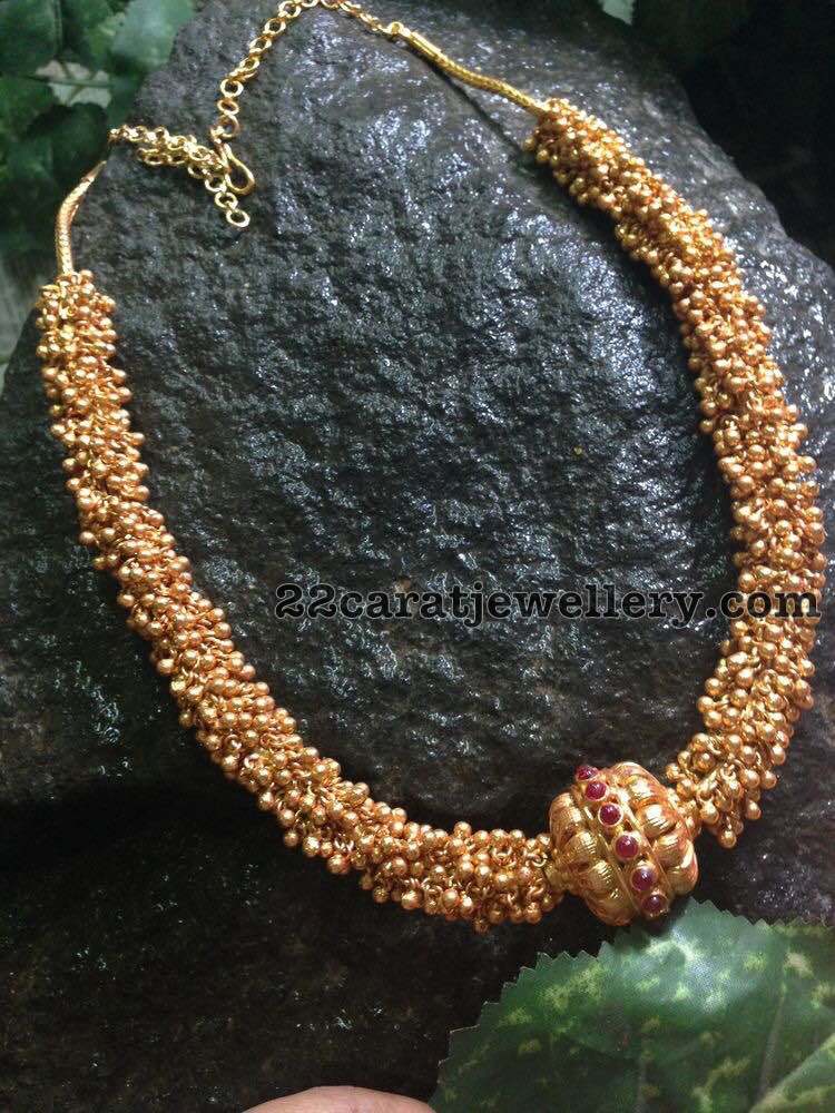 Cluster Golden Balls Necklace Jewellery Designs