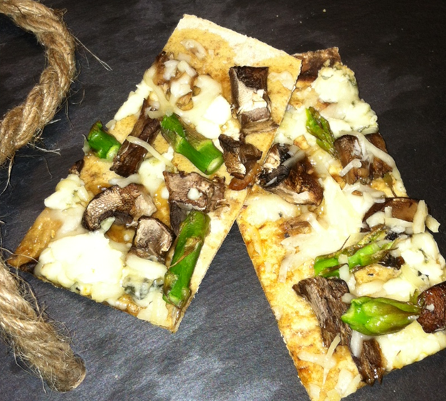 Asparagus, Mushroom and Goat Cheese Flatbread