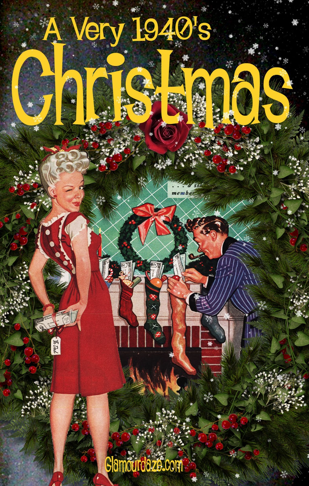 Free Printable Vintage Christmas Card Glamour Daze