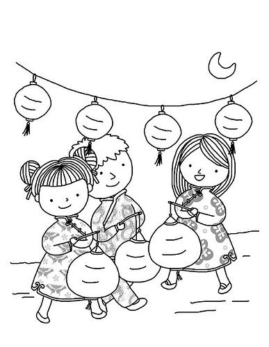 Tranh tô màu ngày Tết trung thu