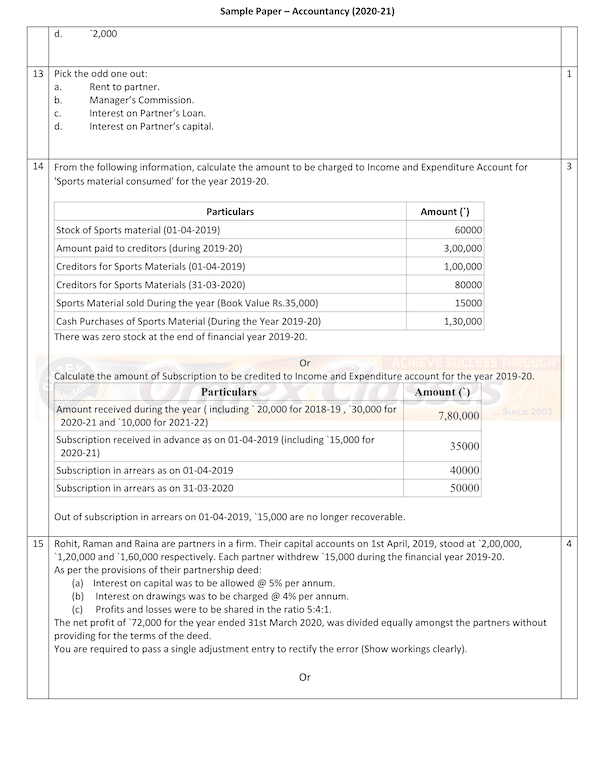Accountancy SQP Class XII Sample Question Paper & Marking Scheme for Exam 2020-21 Accountancy SQP Class XII Sample Question Paper & Marking Scheme for Exam 2020-21