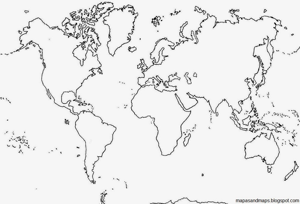 Mapas and maps: Mapa Planisferio sin División Política y sin nombres - Blanco y negro