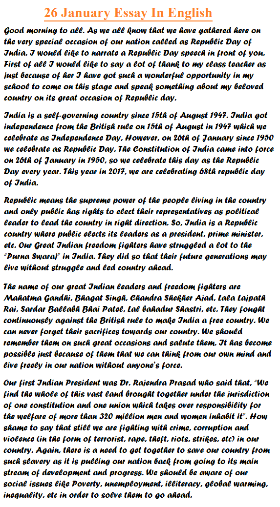 Republic day essay in english 150 words picture