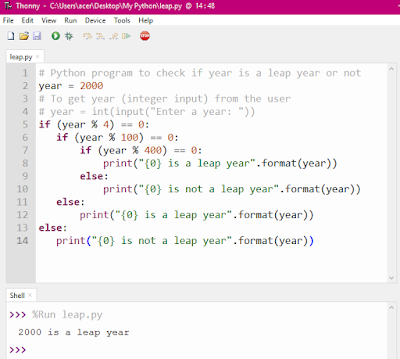 Python program to check leap year. - b2apython