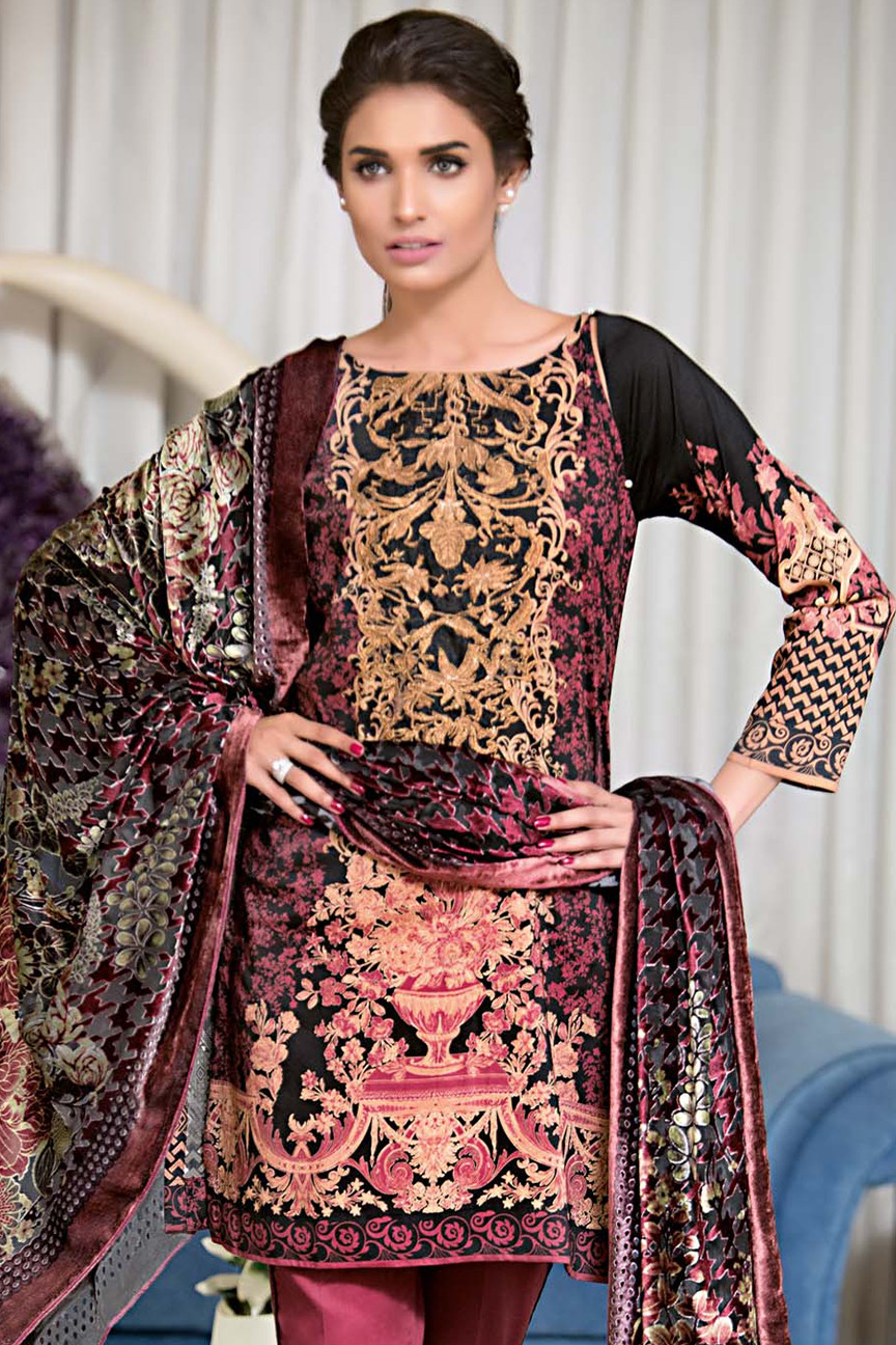 Pakistani Suits Wholesaler Delhi India Gul ahmed silk velvet dupatta