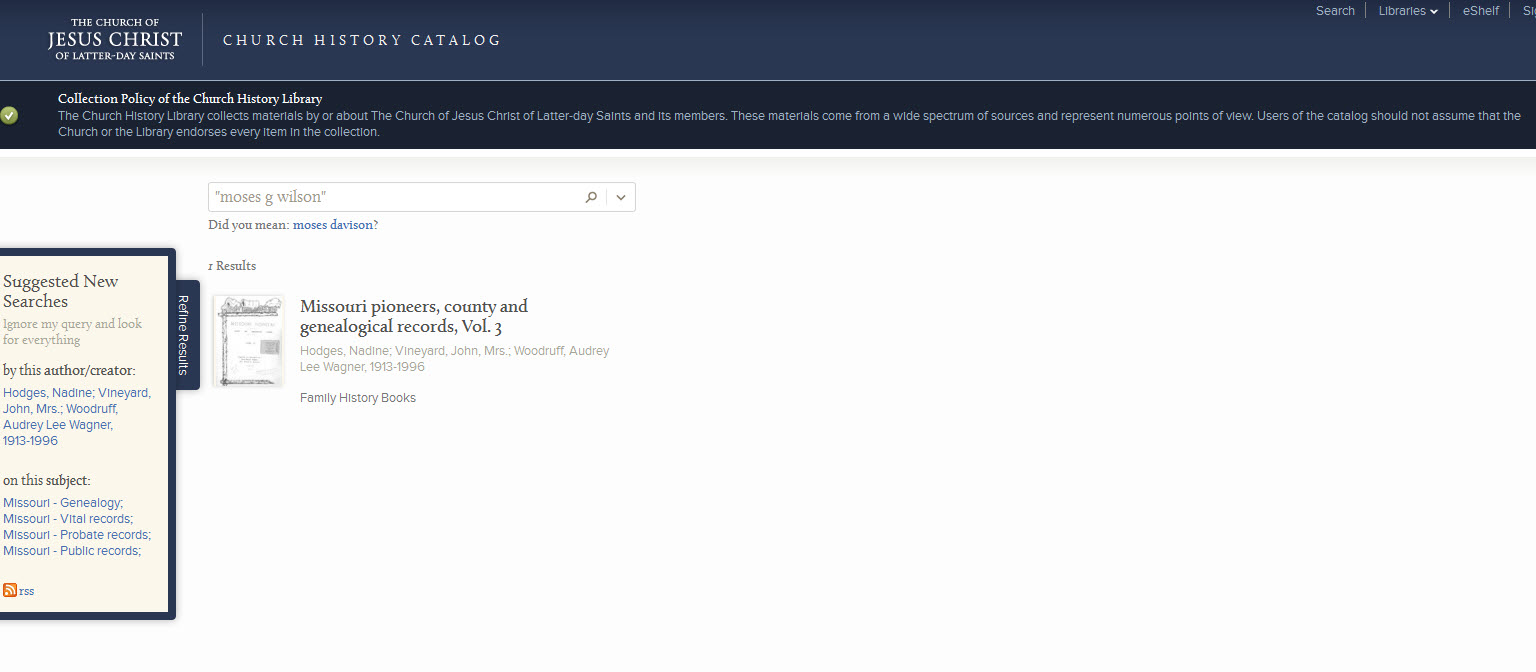 Gena's Genealogy Church Record Sunday Church History Library Catalog