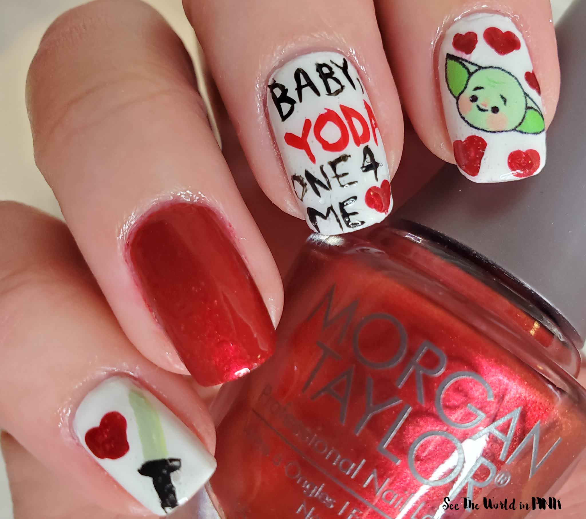 Manicure Monday Baby, Yoda One For Me Valentine's Day Nails See the