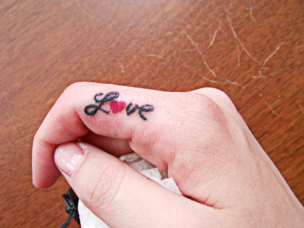 Love Finger Tattoo Designs 1