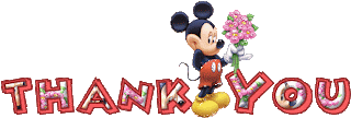 Alfabeto tintineante de Mickey con ramo de flores THANK YOU.