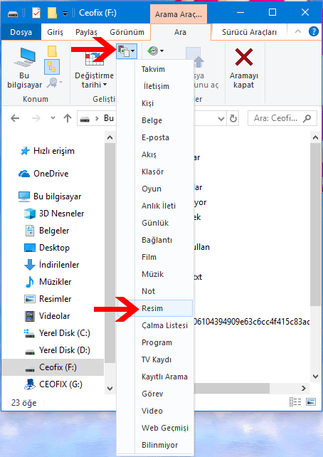 Windows Da Depolanan Tum Fotograflari Bul