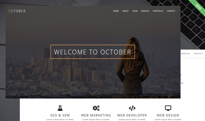 October WordPress - Responsive One Page Theme