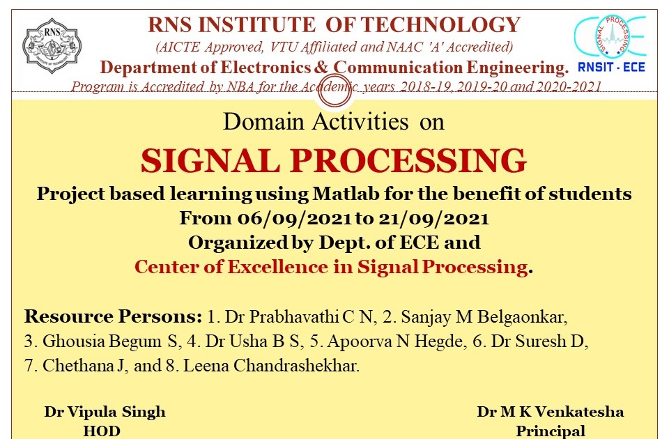 Center of excellence in Signal Processing Project based learning on