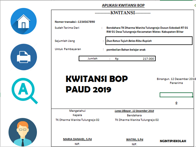 Aplikasi Cetak Kwitansi Bop Paud 2019 Pendidikan Indonesia