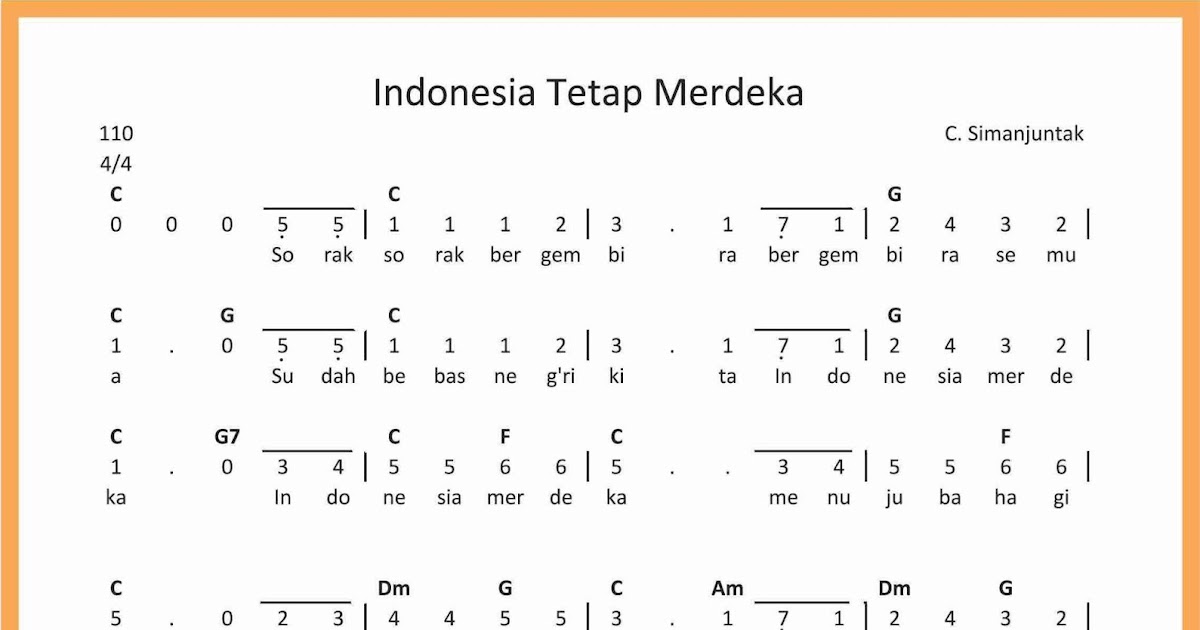 Not Angka Sorak Sorak Bergembira Nasi
