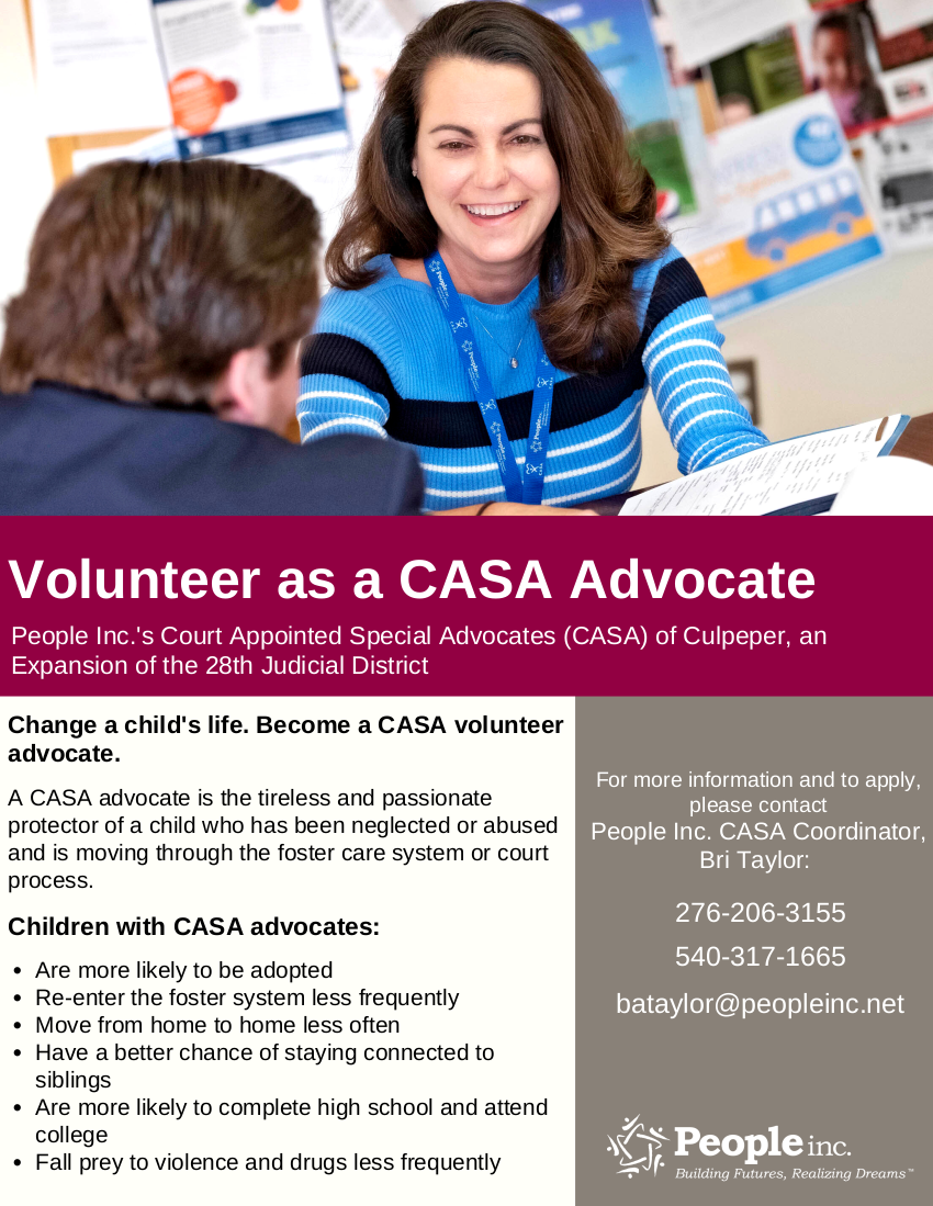Culpeper County Library Volunteer as a CASA Advocate