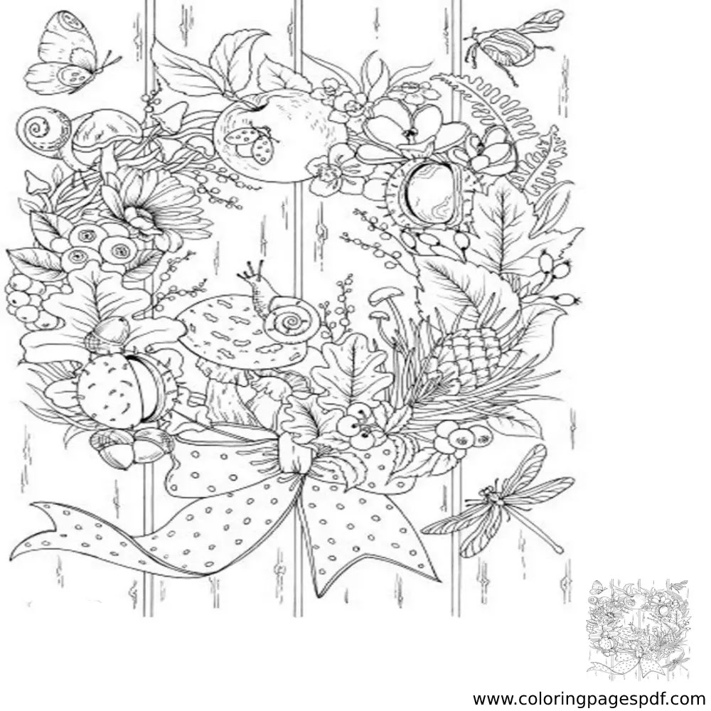 Coloring Page Of Fruits And Insects