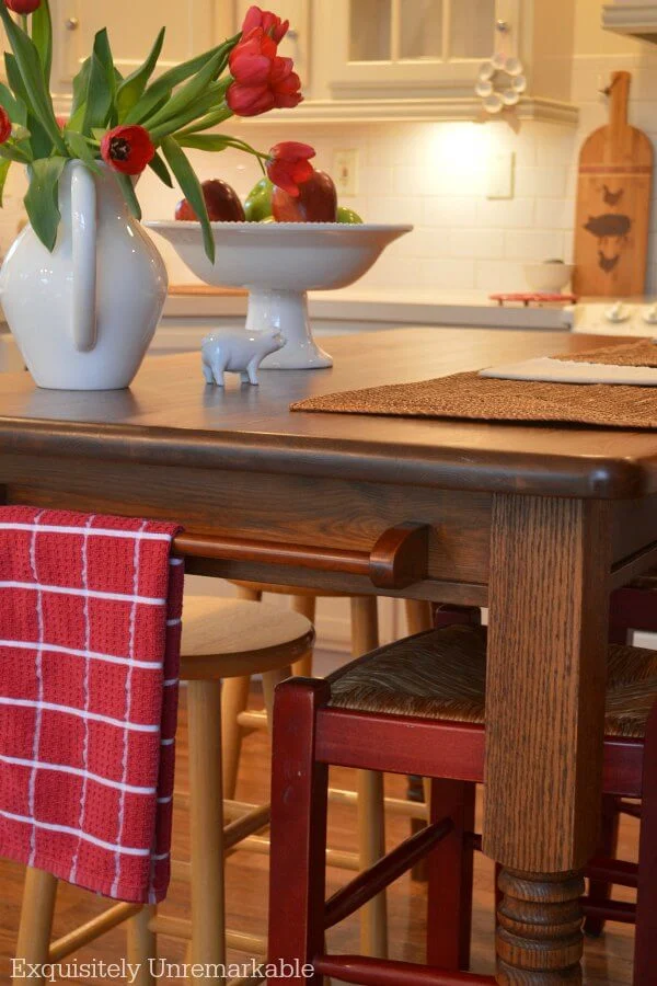 Wooden Table After Staining Makeover