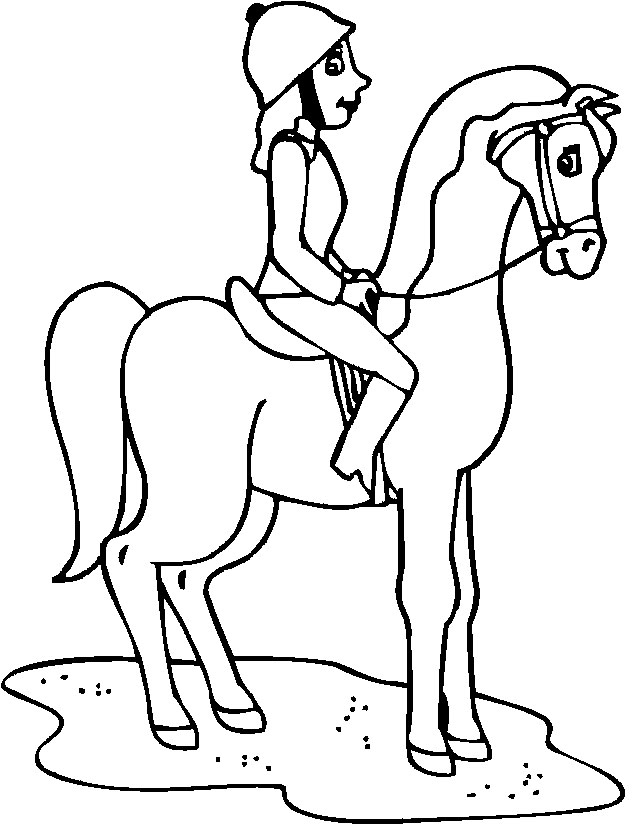 Sports Coloring Pictures For Kids: Horse Riding Coloring Pages