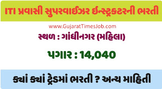 ITI Gandhinagar (Women) Pravasi Supervisor Instructor Recruitment 2021