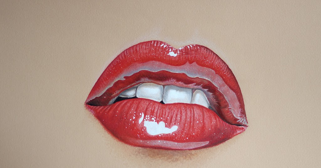 Red Lips Drawing, Marcello Barenghi: Red Lips Drawing, Marcello Barenghi.