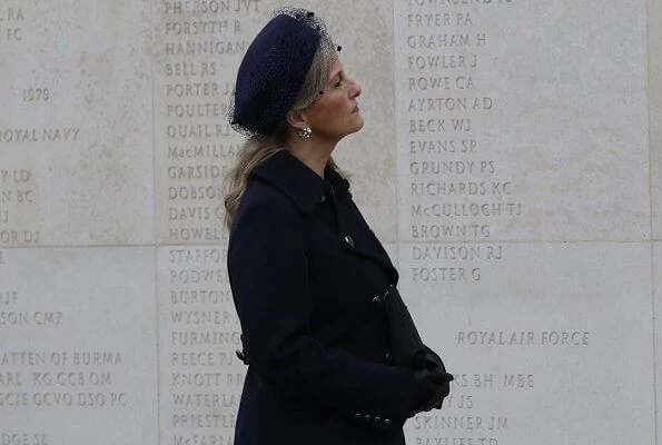 The Countess of Wessex wore a navy wool double breasted military coat