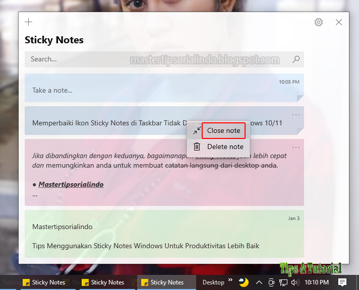 Memperbaiki Ikon Sticky Notes di Taskbar Tidak Digabungkan di Windows