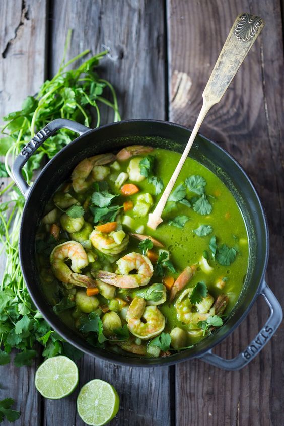 Peruvian Seafood Stew with Cilantro Broth the chunky chef