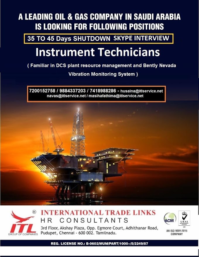 INSTRUMENTION TECHNICIANS OIL & GAS SHUTDOWN JOBS SKYPE INTERVIEW
