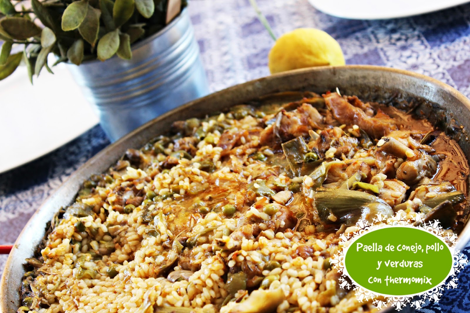 PAELLA DE POLLO, CONEJO Y VERDURAS CON THERMOMIX Y AL HORNO