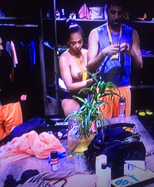 2 Big Brother Naija contestant, TBoss shows off her pierced nipples on TV...18+ (photos/video)