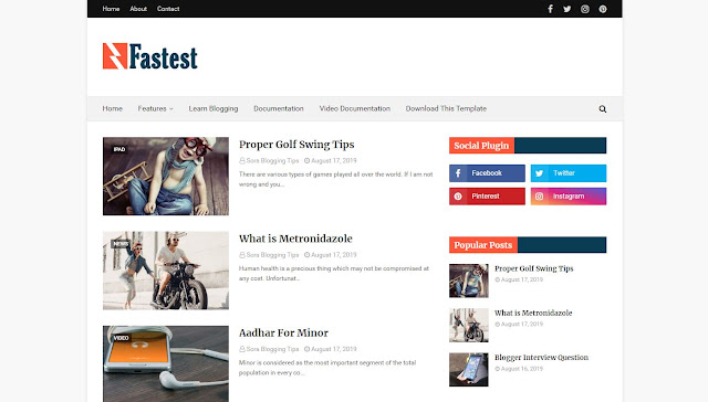 Fastest Fast Loading Blogger Template