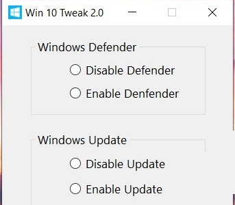 Win 10 Tweak 2.0 – Công Cụ Tắt Windows Defender, Windows Update