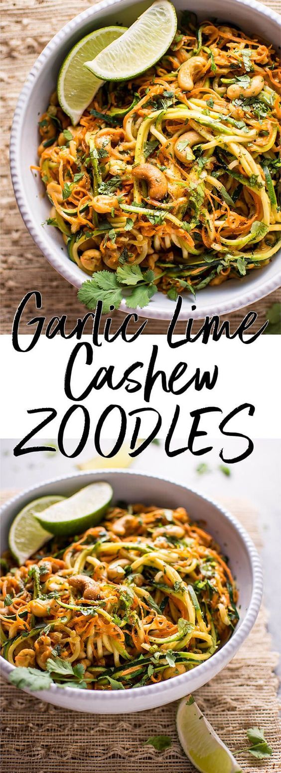 These 15 minute garlic lime cashew zoodles are a super easy and healthy vegan meal option. This is a snap to make, and the sauce is addictive! These 15 minute garlic lime cashew zoodles are a super easy and healthy vegan meal option. This is a snap to make, and the sauce is addictive!