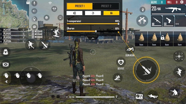 ukuran tombol tembak free fire auto headshot 60